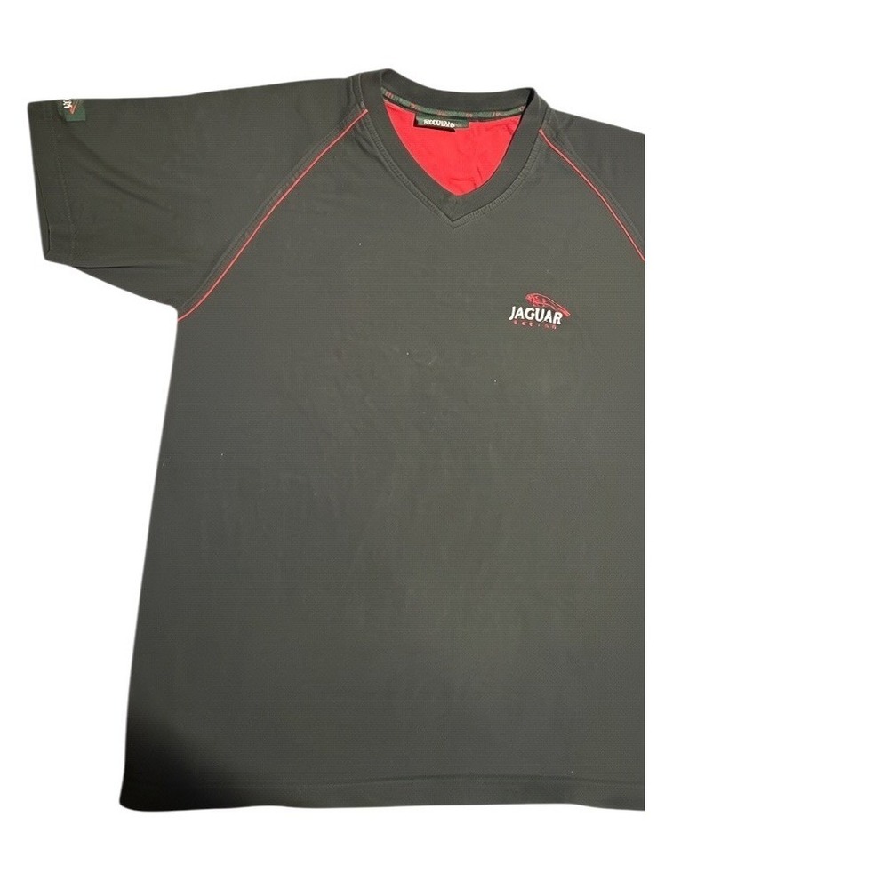 Jaguar Racing Mens Tee Shirt Size Large Black Red V-Neck Raglan Performance Logo - Picture 7 of 15